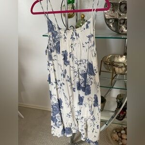 Paper Lace Floral Spaghetti Strap Dress drawstrings on both sides. Cute, airy.